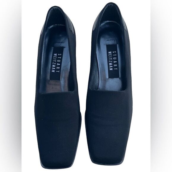 New Stuart Weitzman Square Toe Crepe 2.5" Rectangular Heel Made in Spain Size 7B - Picture 9 of 15